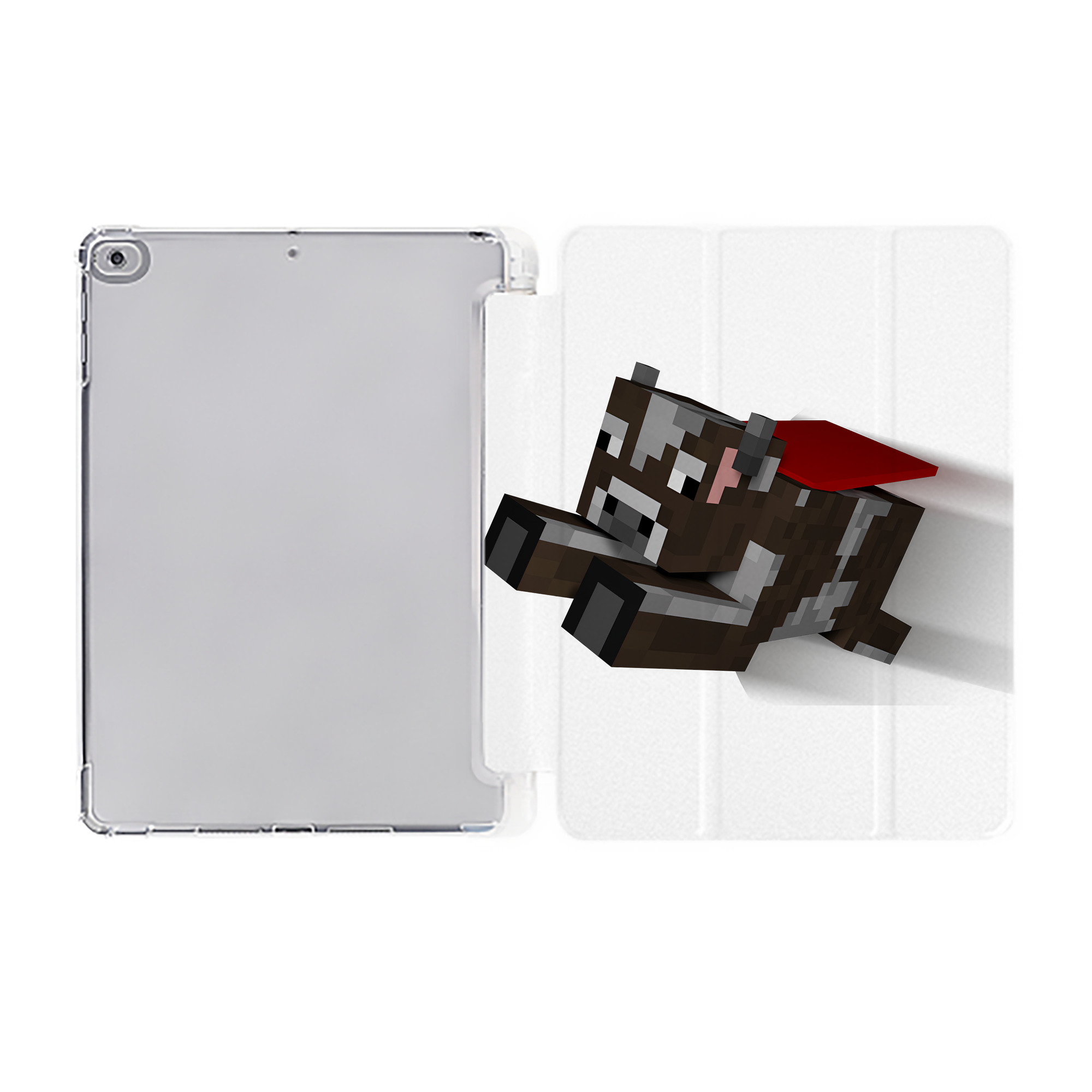 （画像用） マインクラフト ブロックの世界 Minecraft MC Block world IPad ケース ペン収納付き 三つ折りスタンド PUレザー×シリコン 対応機種9.5/10.5/10.9インチ